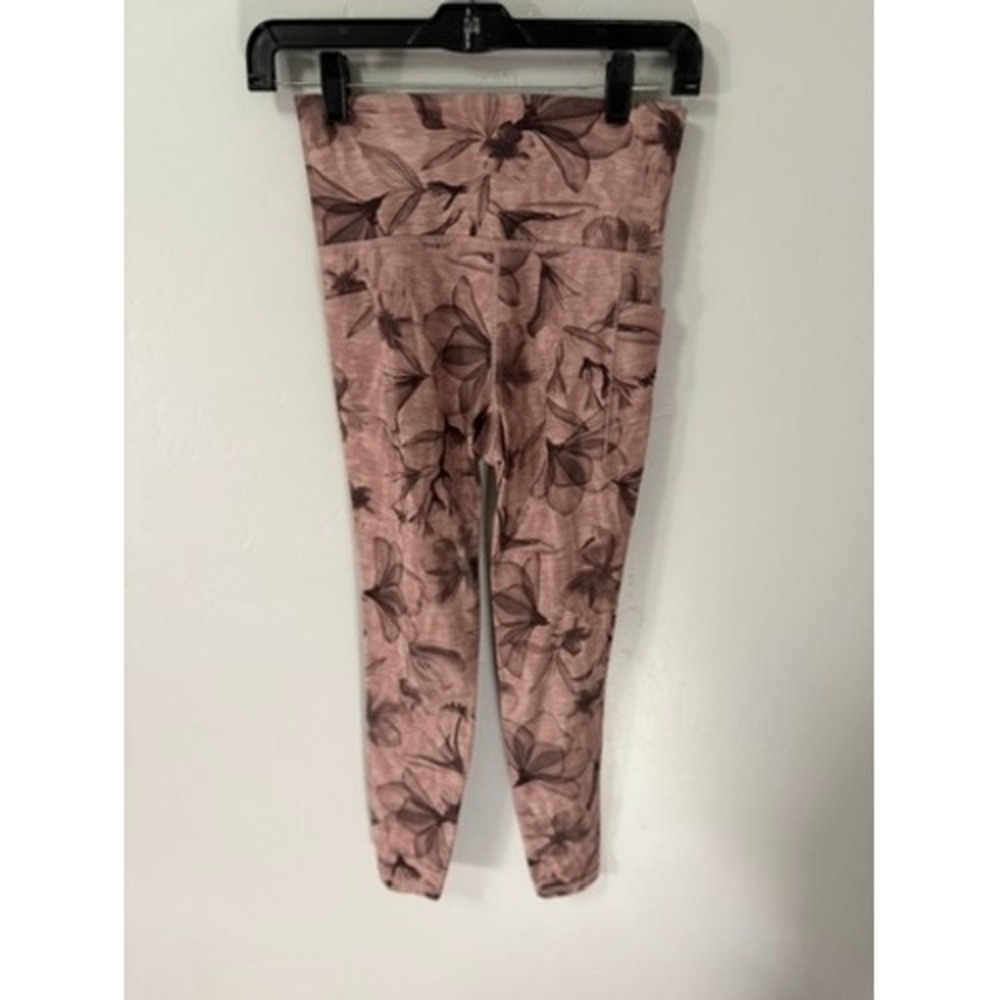 Athleta Floral Print High Waisted Leggings Cropped Side Pockets Women's XS